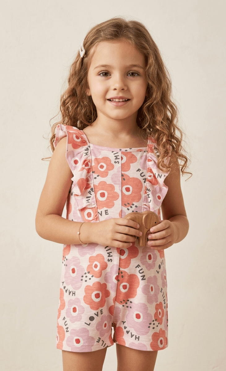 F&F FROCK ORANGE FLOWERS PRINT (BG-000779) - frock