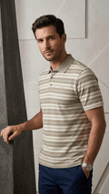 FICA Luxury Earth-Tone Striped Polo (BG-000667)