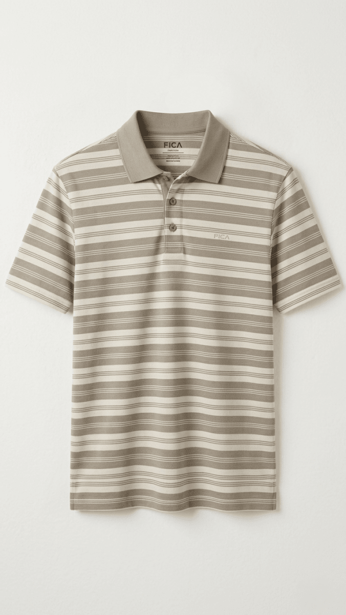 FICA Luxury Earth-Tone Striped Polo (BG-000667)
