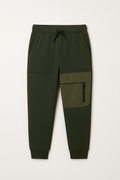 Boys' Olive Green Tech Fleece Cargo Joggers with Utility Pocket  (BG-000003)