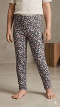 Floral Button-Detail Leggings (BG-000529) - girl tights