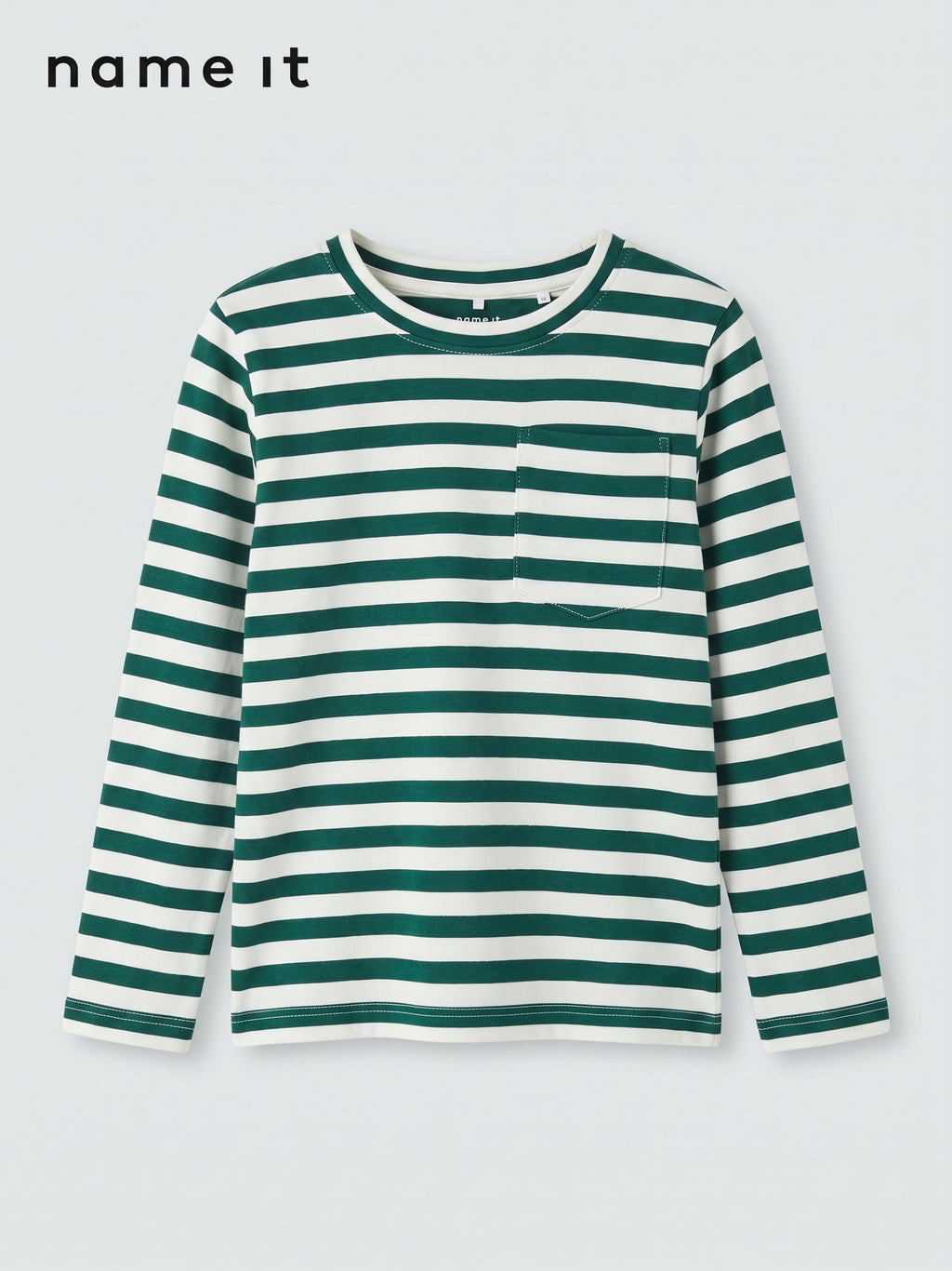 Forest Green and White Striped Pocket Long Sleeve Tee Name It (BG-000946)