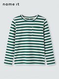 Forest Green and White Striped Pocket Long Sleeve Tee Name It (BG-000946)