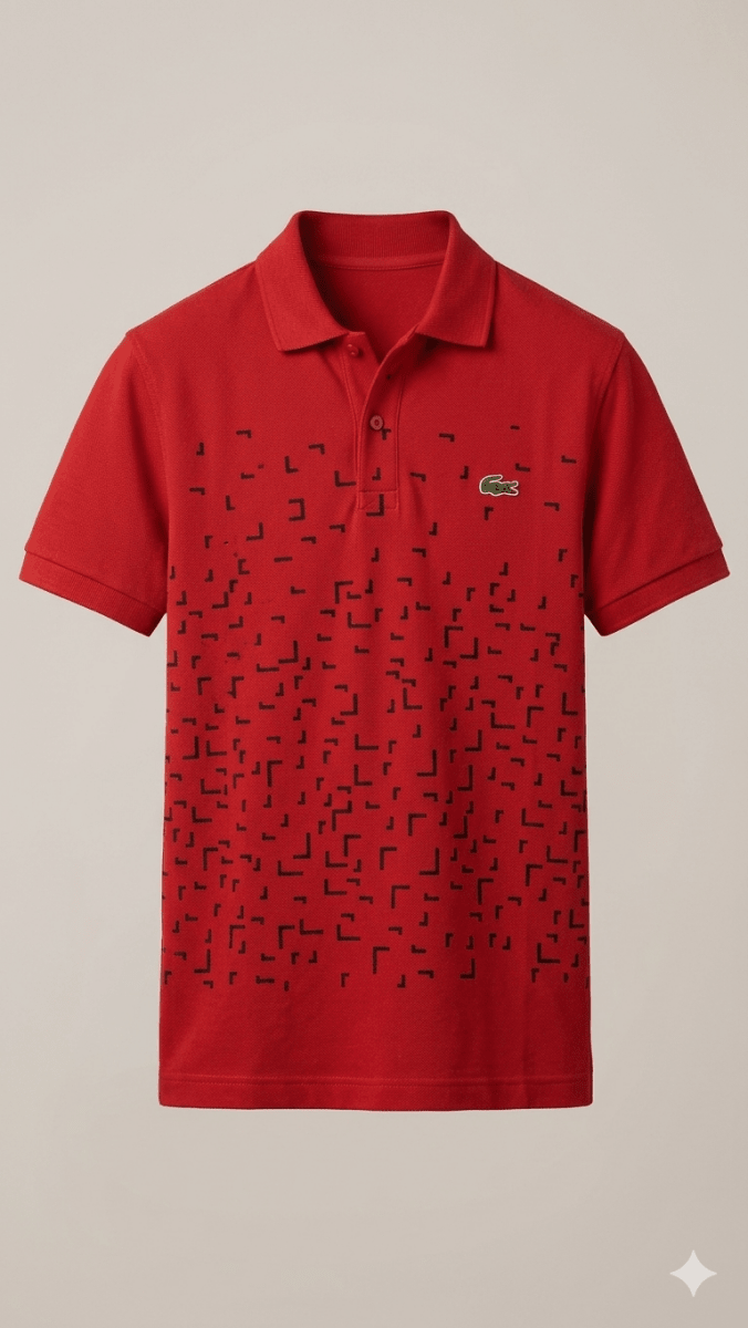 FUNKYS POLO RED WITH BLACK LINES AND LACOSTE LOGO ON CHEST (BG-000736) - men shirts