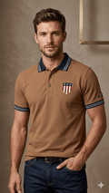 GANT POLO LIGHT BROWN WITH US FLAG ON FRONT (BG-000729) - men shirts