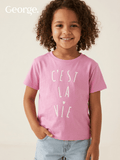 GEORGE PINK BLOUSE WITH CEST LA VIE PRINT (BG-000760) - blouse
