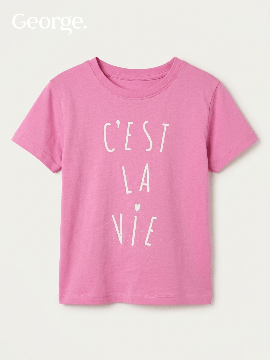 GEORGE PINK BLOUSE WITH CEST LA VIE PRINT (BG-000760) - blouse