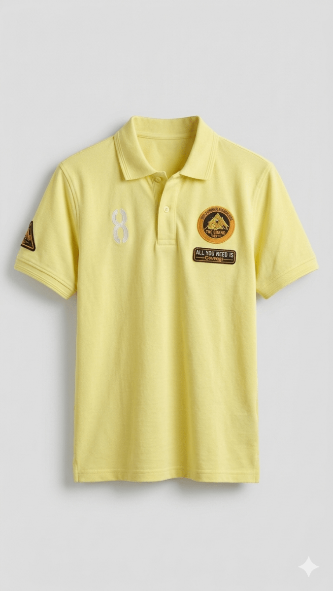 GIORDANO POLO YELLOW WITH 8 ON CHEST (BG-000737) - men shirts