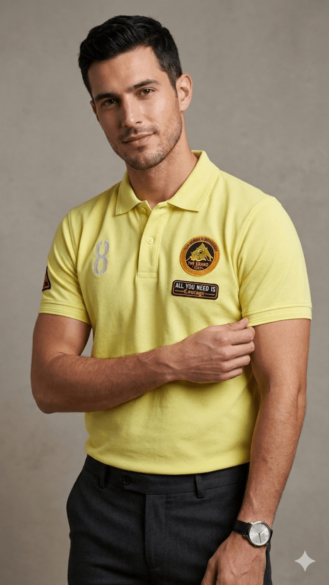 GIORDANO POLO YELLOW WITH 8 ON CHEST (BG-000737) - men shirts