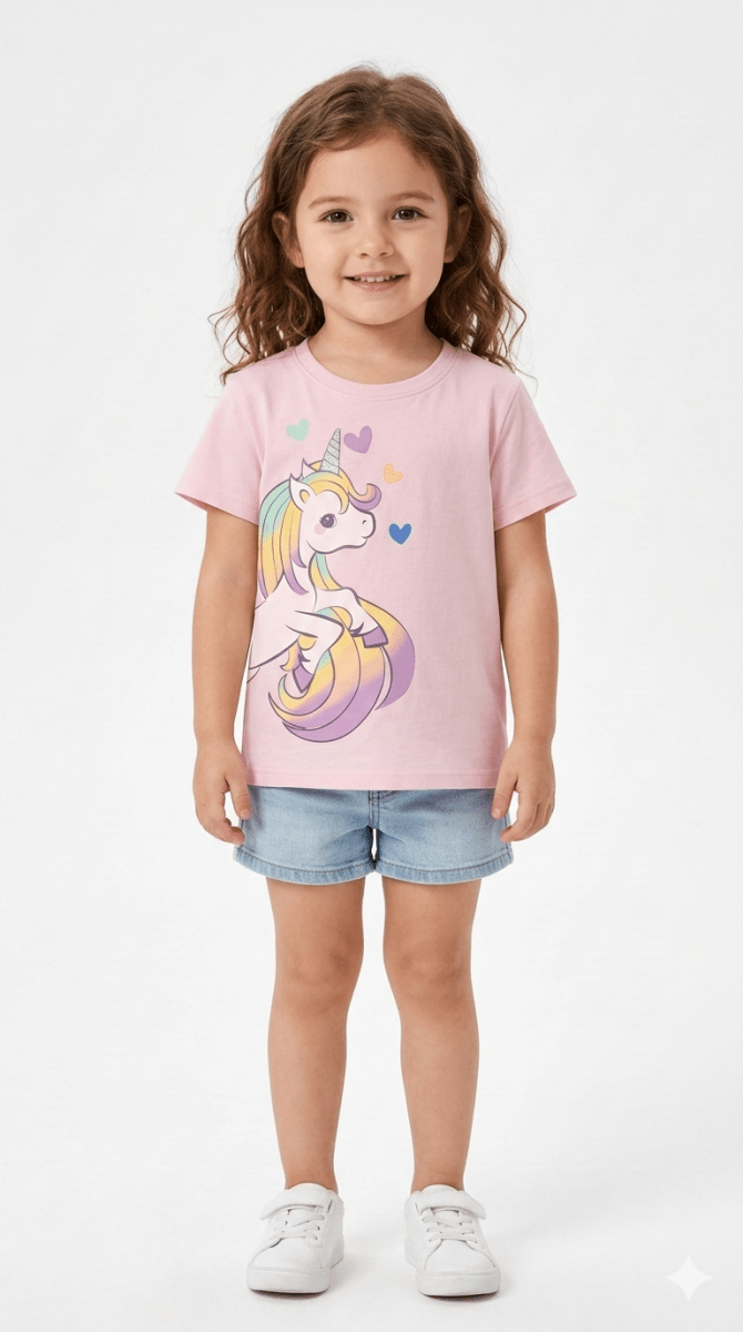 Girl Pink unicorn Print Shirt (BG-000373) - blouse