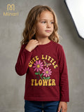 Girls Burgundy "Cute Little Flower" Long Sleeve Tee Minari (BG-000952)