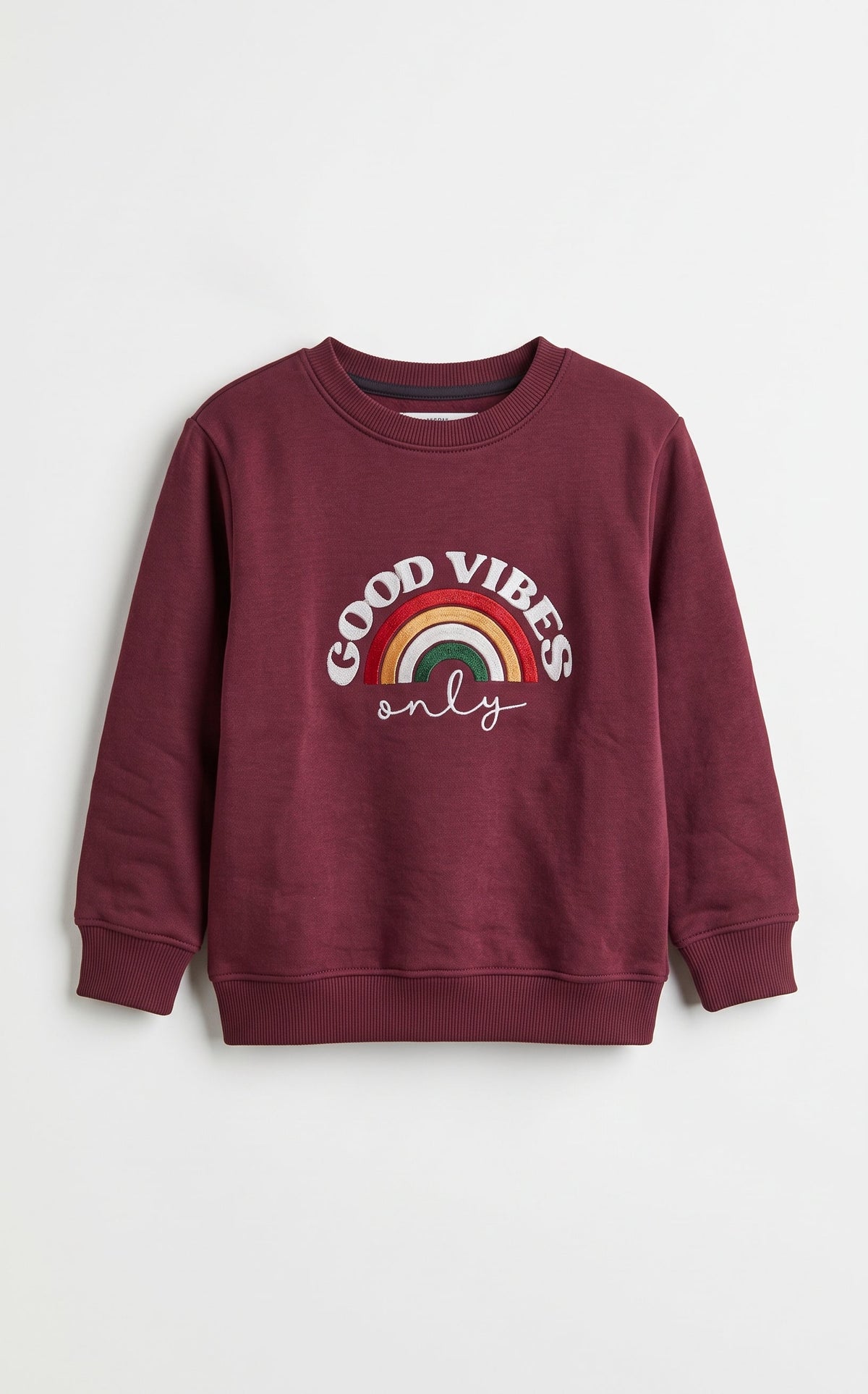 Girls Burgundy "Good Vibes Only" Rainbow Sweatshirt (BG-000990)