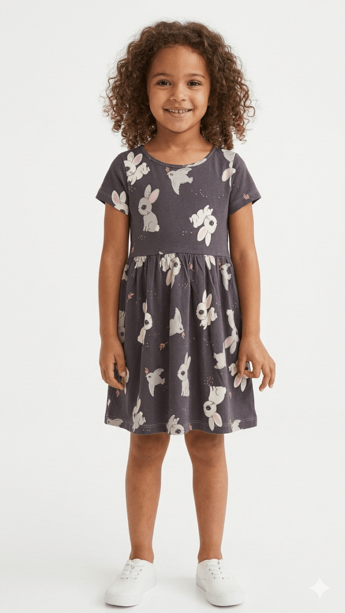 Girls Dress with Rabbit Pattern (BG-000383) - blouse