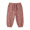 Girls' Dusty Pink Fleece Joggers with Gold Foil Star Print (BG-000022)