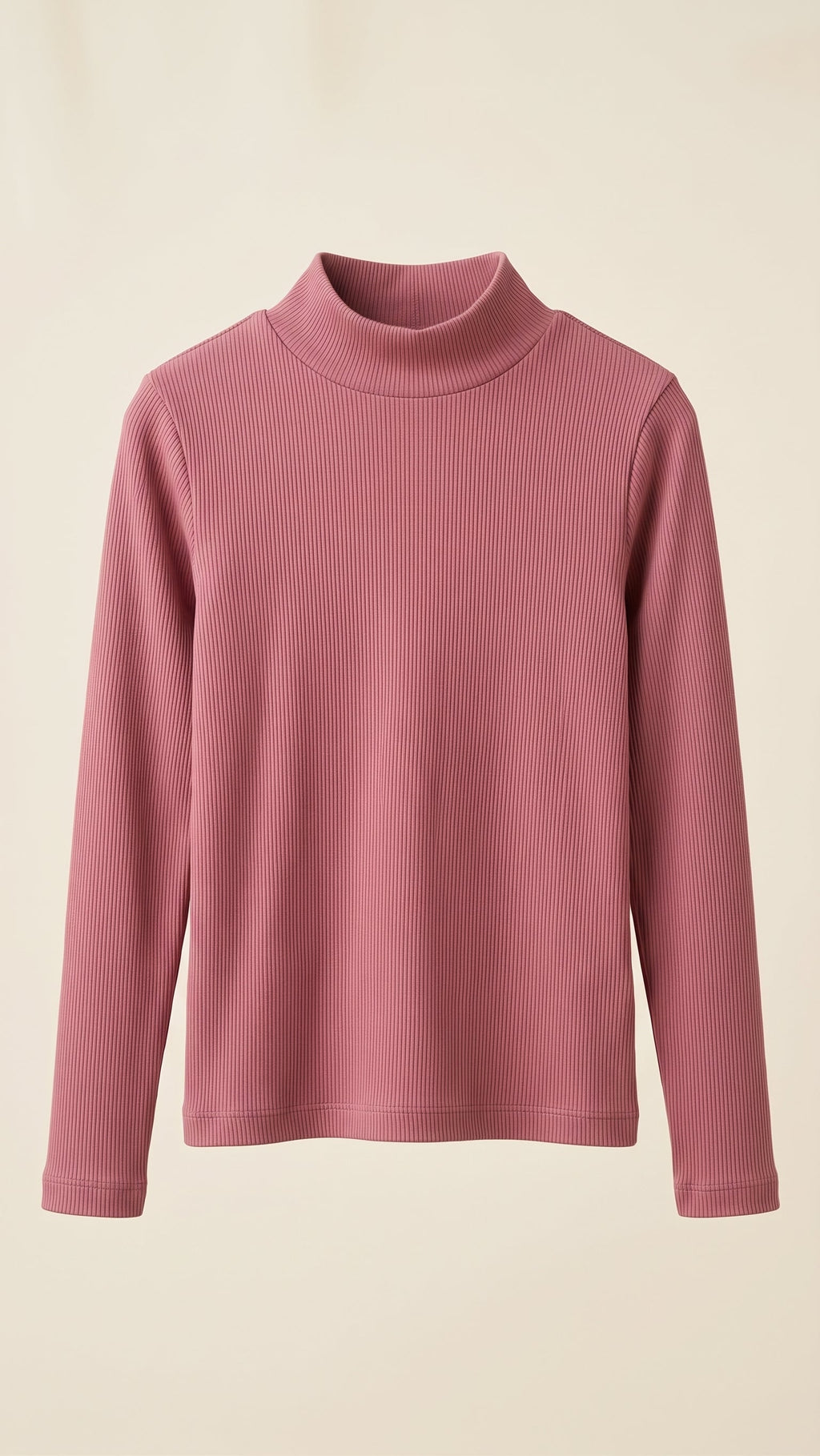 Girls Dusty Rose Ribbed Mock-Neck Long-Sleeve Top (BG-000970)