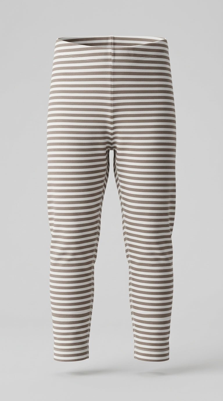 Girls Grey and White Striped Cotton Leggings Next (BG-000945)