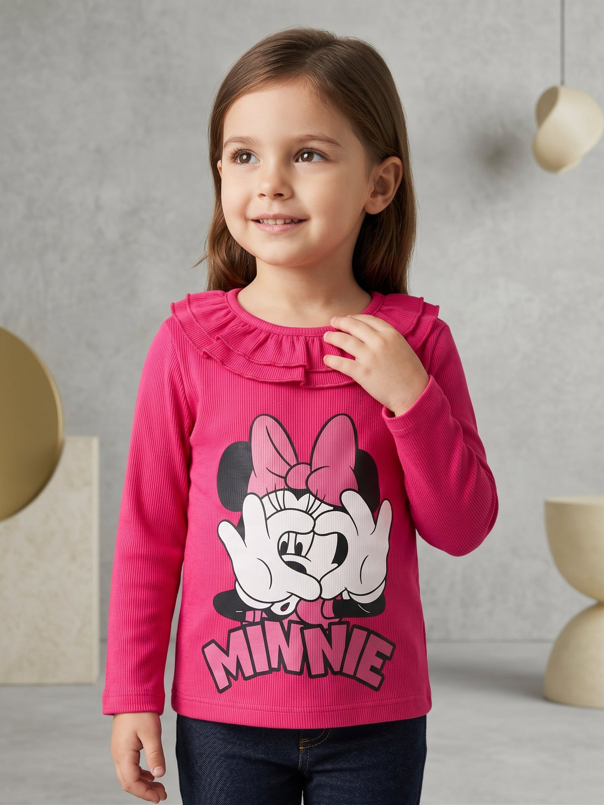 Girls Hot Pink Minnie Mouse Graphic Top (BG-000952)