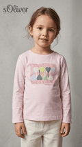 Girls Light Pink Heart Graphic Long Sleeve T-Shirt (BG-000932)