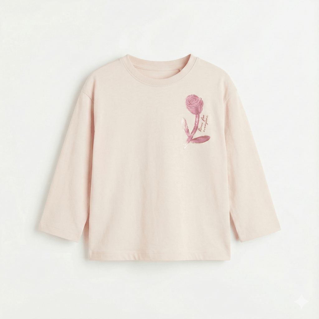 Girls Long Sleeve Shirt with Rose Print (BG-000146)