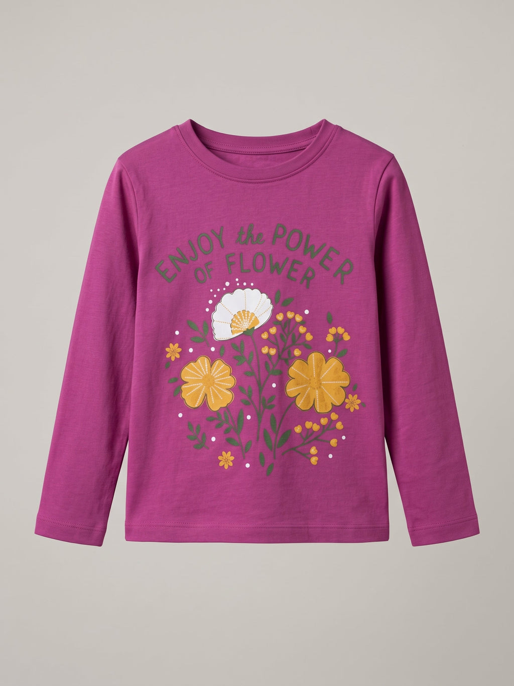 Girls Magenta Floral "Power of Flower" Long Sleeve Top (BG-000950)