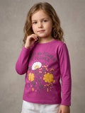 Girls Magenta Floral "Power of Flower" Long Sleeve Top (BG-000950)
