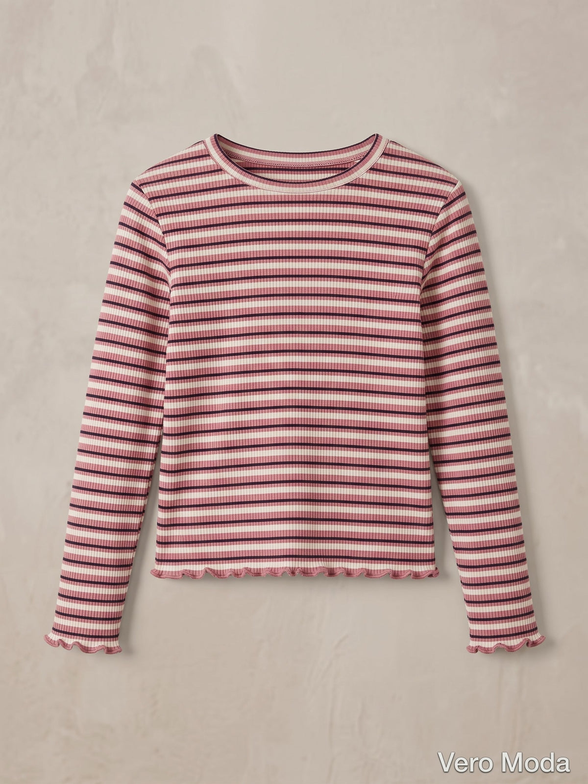 Girls Mauve and White Striped Long Sleeve Top (Vero Moda) (BG-000947)