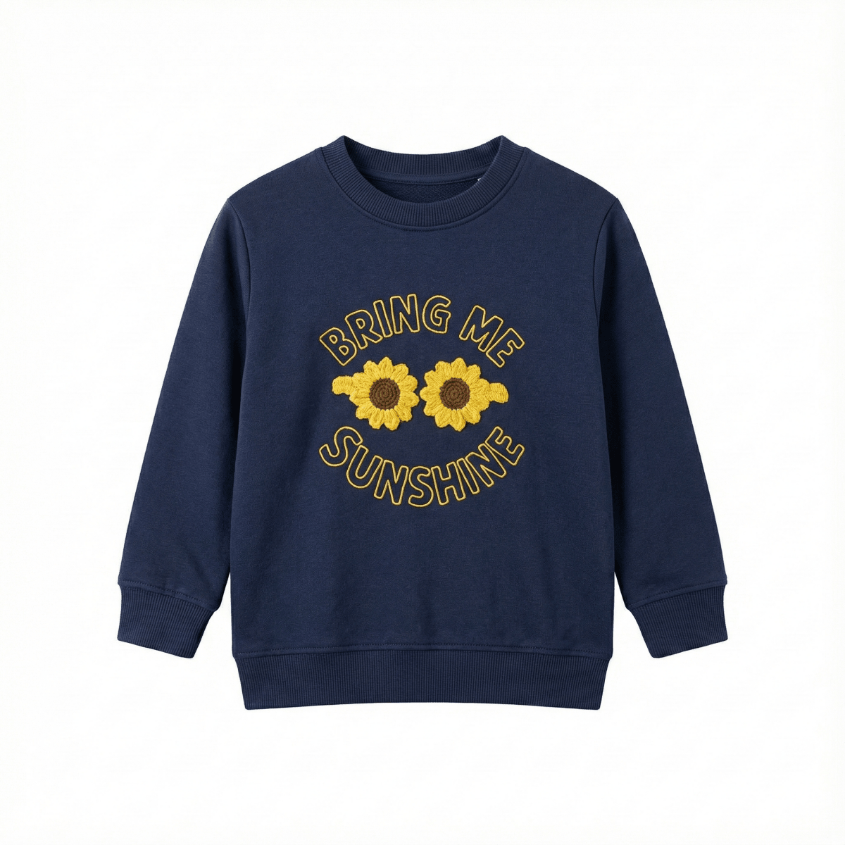 Girls Navy Blue Sweatshirt - "Bring Me Sunshine" Sunflower Graphic (BG-000051)