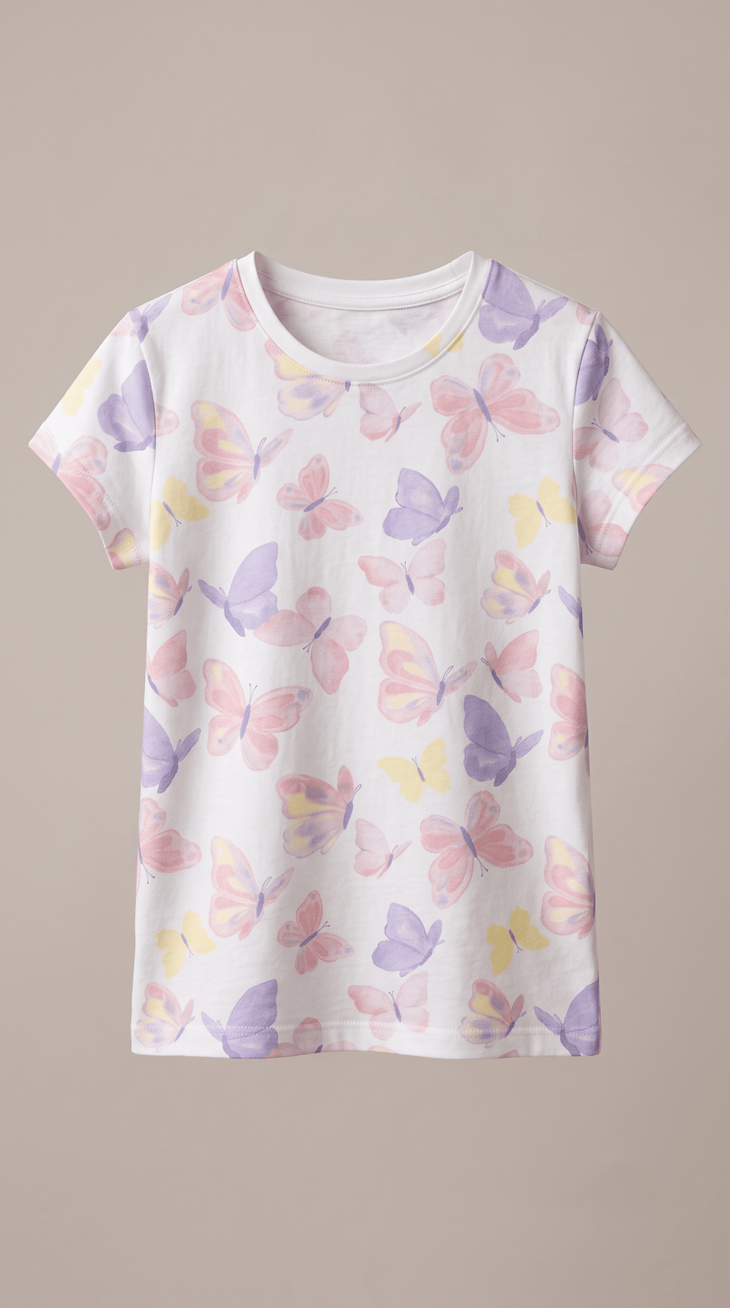 Girls Pastel Watercolor Butterfly Short Sleeve T-Shirt (BG-000933)