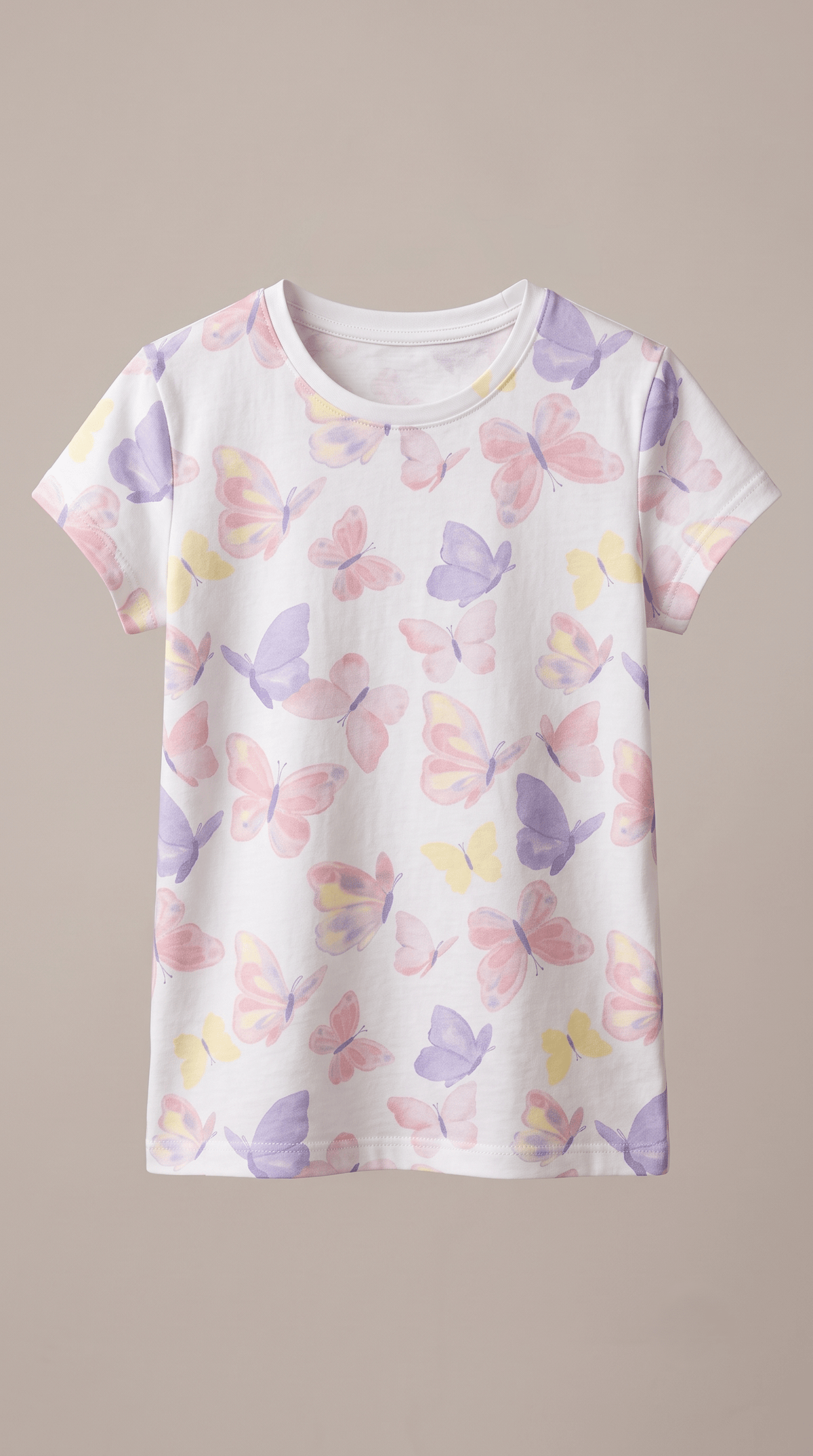 Girls Pastel Watercolor Butterfly Short Sleeve T-Shirt (BG-000933)