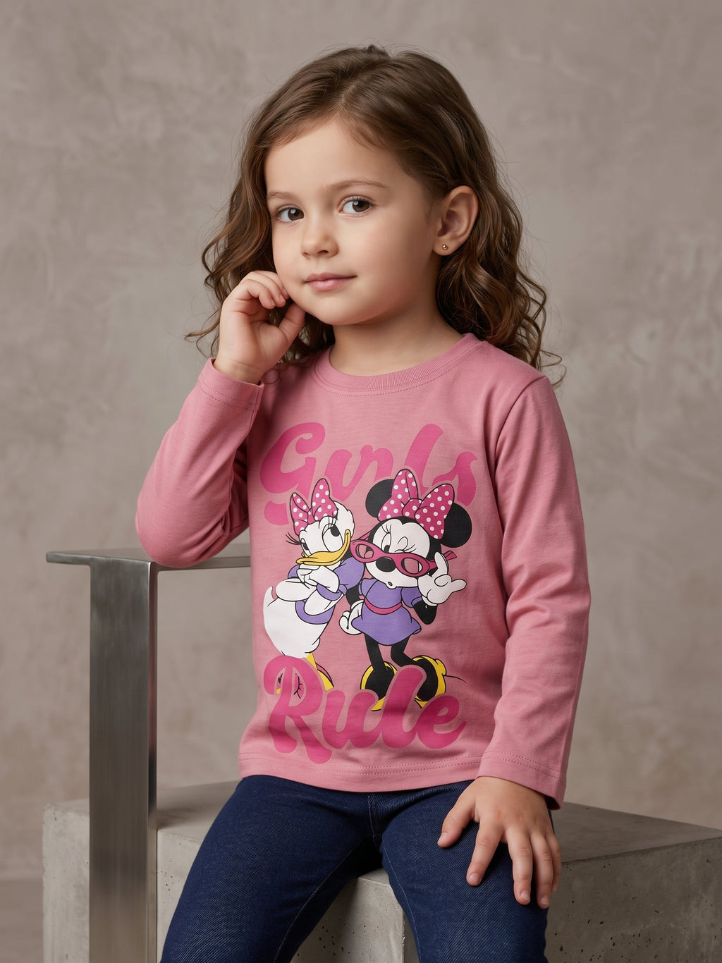 Girls Pink Disney Minnie and Daisy Duck Graphic Top (BG-000951)