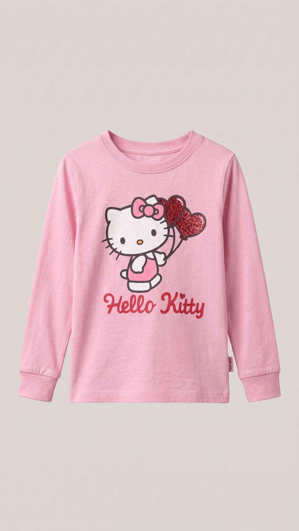 Girls Pink Hello Kitty Sparkle Balloon Long Sleeve T-Shirt (BG-000925)