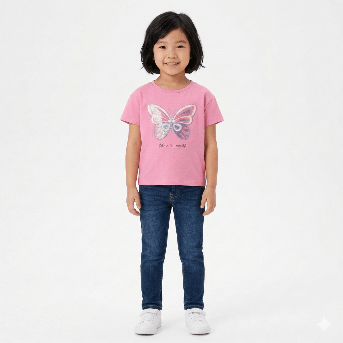 Girls Pink shirt with Butterfly Graphic (BG-000398) - blouse