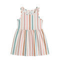 Girls Sleeveless Printed Dress with Gathered Seam at Waist (BG-000381) - blouse