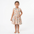 Girls Sleevesless Cream printed Frock with Frill Collar (BG-000387) - blouse