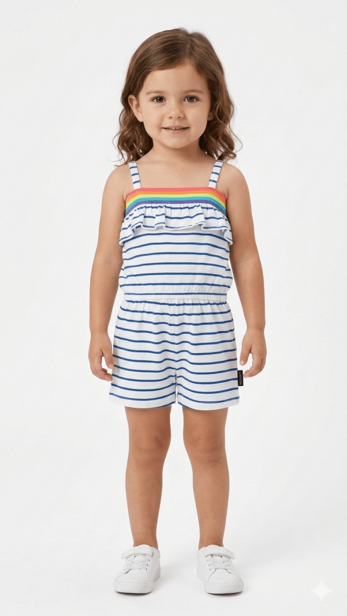 Girls Striped Knit Romper (BG-000385) - blouse
