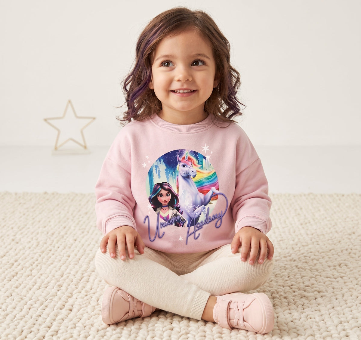 girls unicorn academy pink sweatshirt (BG-000060)