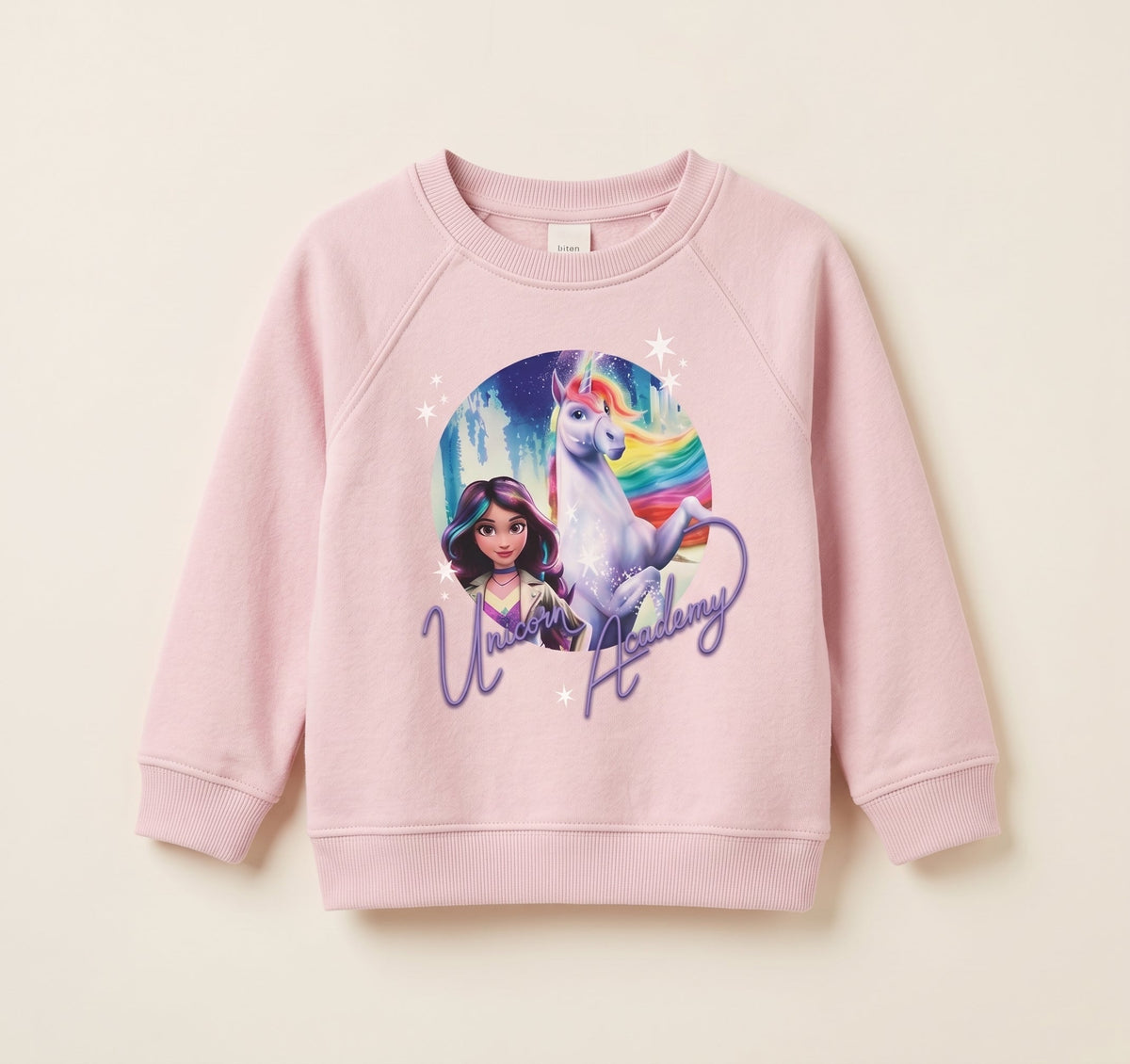 girls unicorn academy pink sweatshirt (BG-000060)