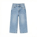 Girls Wide Leg Jeans with Frayed Hems Bleached Denim (BG-000191) - girls pants
