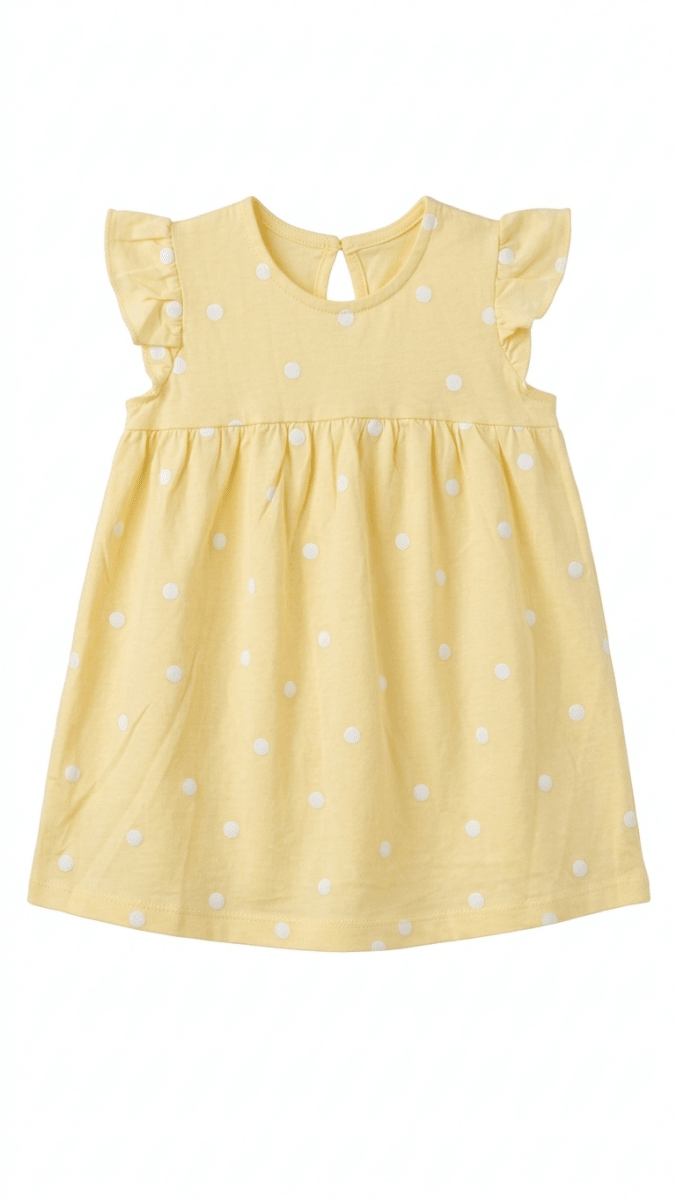 Girls Yellow Flounce Dress with Polka Dots Pattern (BG-000390) - blouse