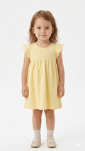 Girls Yellow Flounce Dress with Polka Dots Pattern (BG-000390) - blouse