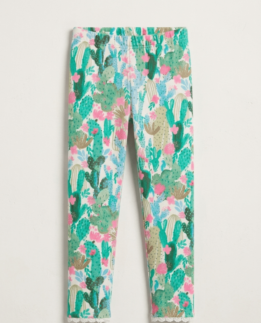 GREEN CACTUS PRINT TIGHTS  (BG-000794)