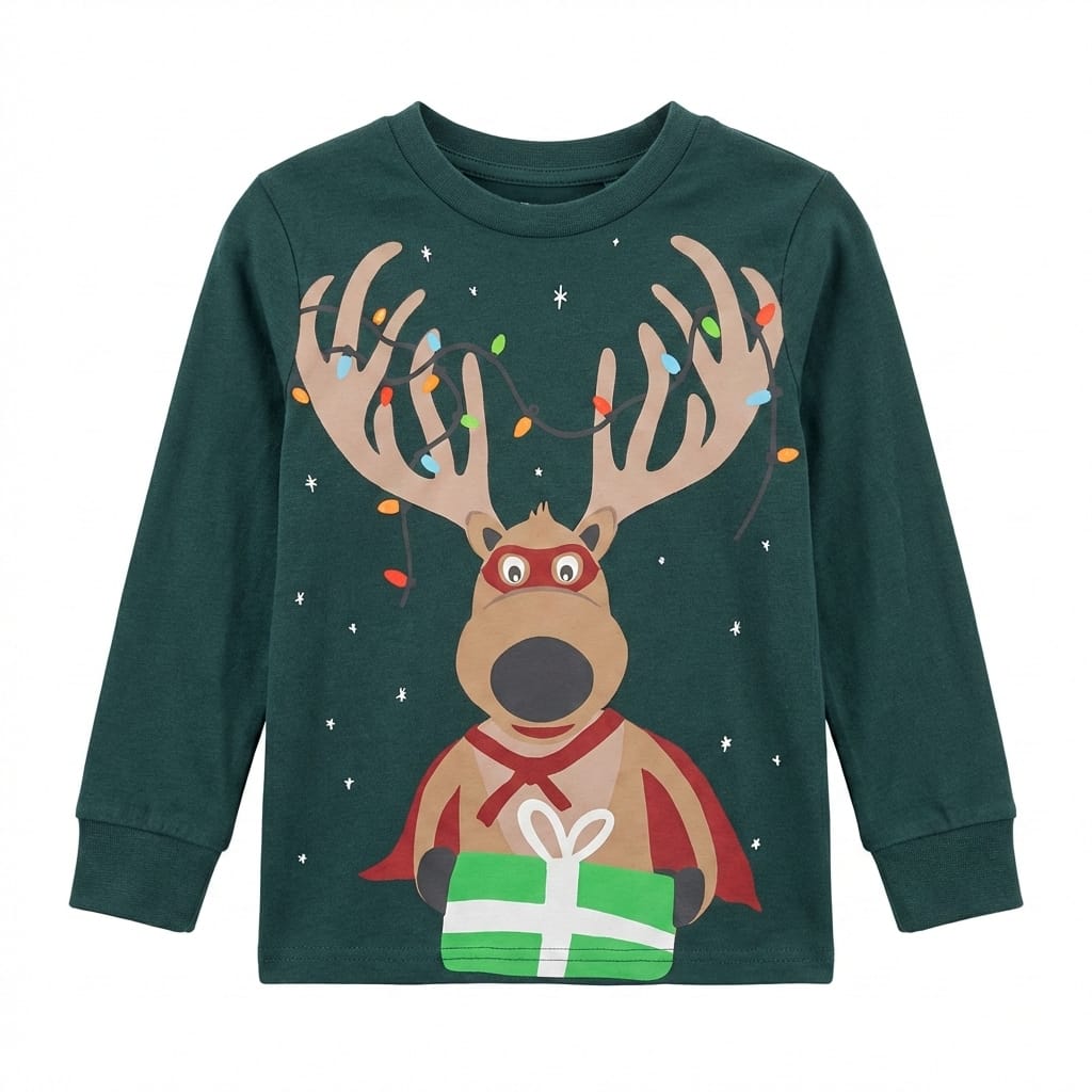 Green Long Sleeved LC Waikiki New Year themed Top (BG-000307) - blouse