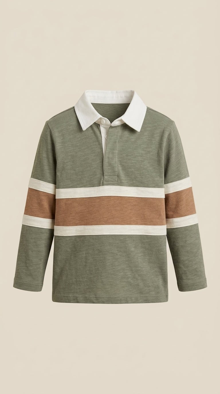 Green Polo Shirt with Cut & Sew Panel (BG-000143)