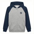 Grey & Navy Raglan Sleeve Zip-Up Hoodie (BG-000087)