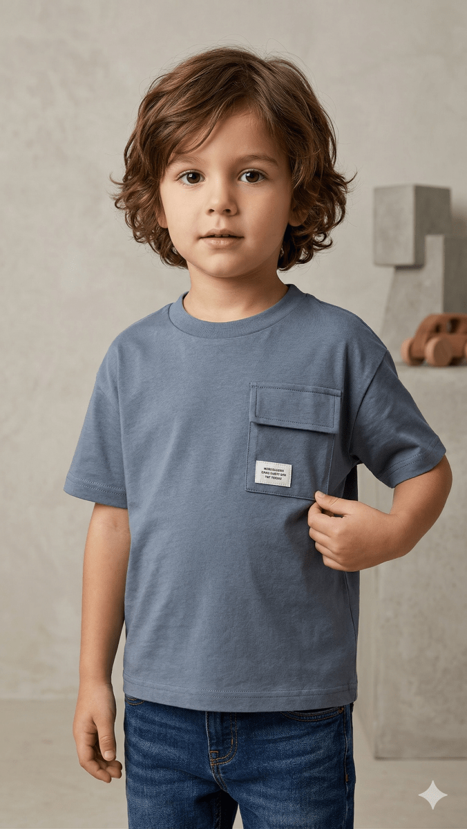 grey with chest pocket BG-000488 - boy tshirt