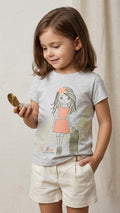 Grey with Girl & Bag (BG-000439) - blouse