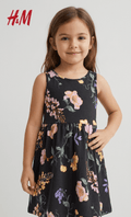 H&M BLACK FROCK FLOWERS PRINT (BG-000777) - frock
