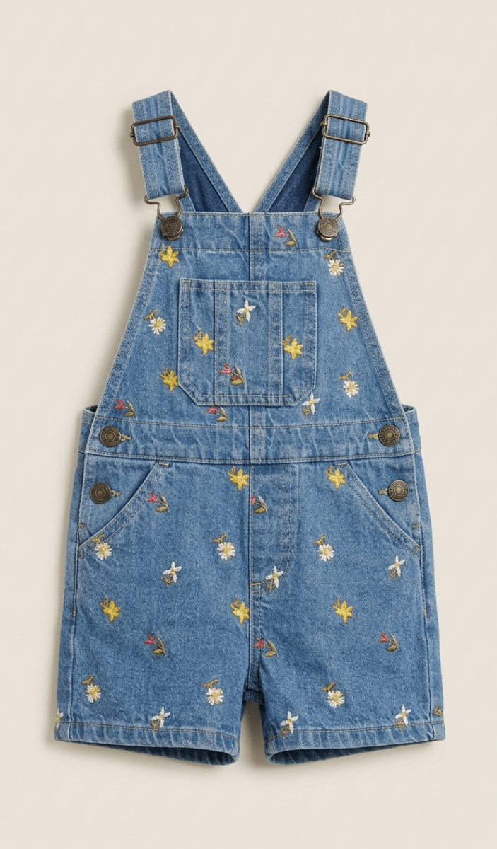 JOHN LEWIS DENIM ROMPER WITH EMBROIDERY (BG-000671) - romper