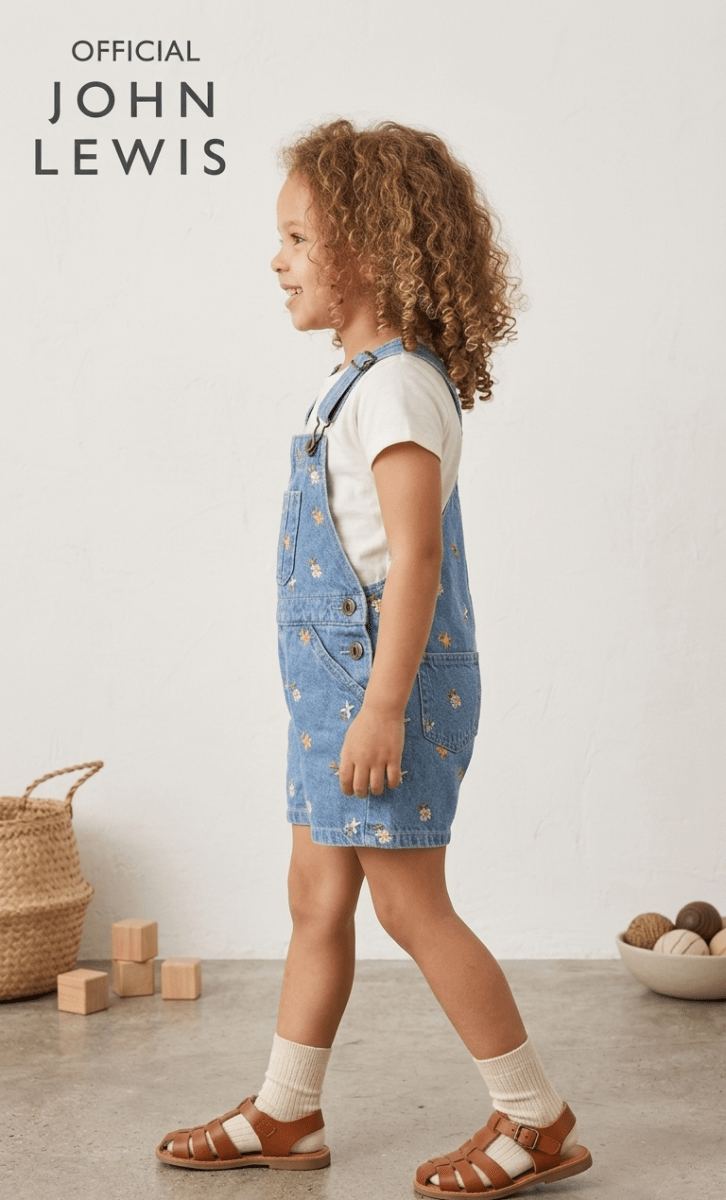 JOHN LEWIS DENIM ROMPER WITH EMBROIDERY (BG-000671) - romper