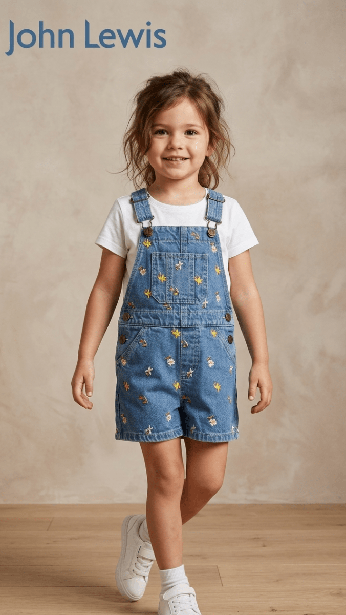 JOHN LEWIS DENIM ROMPER WITH EMBROIDERY (BG-000671) - romper